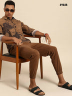 Brown Men Pure Cotton Relaxed Floral Opaque Printed Casual Shirt - Mahotsav