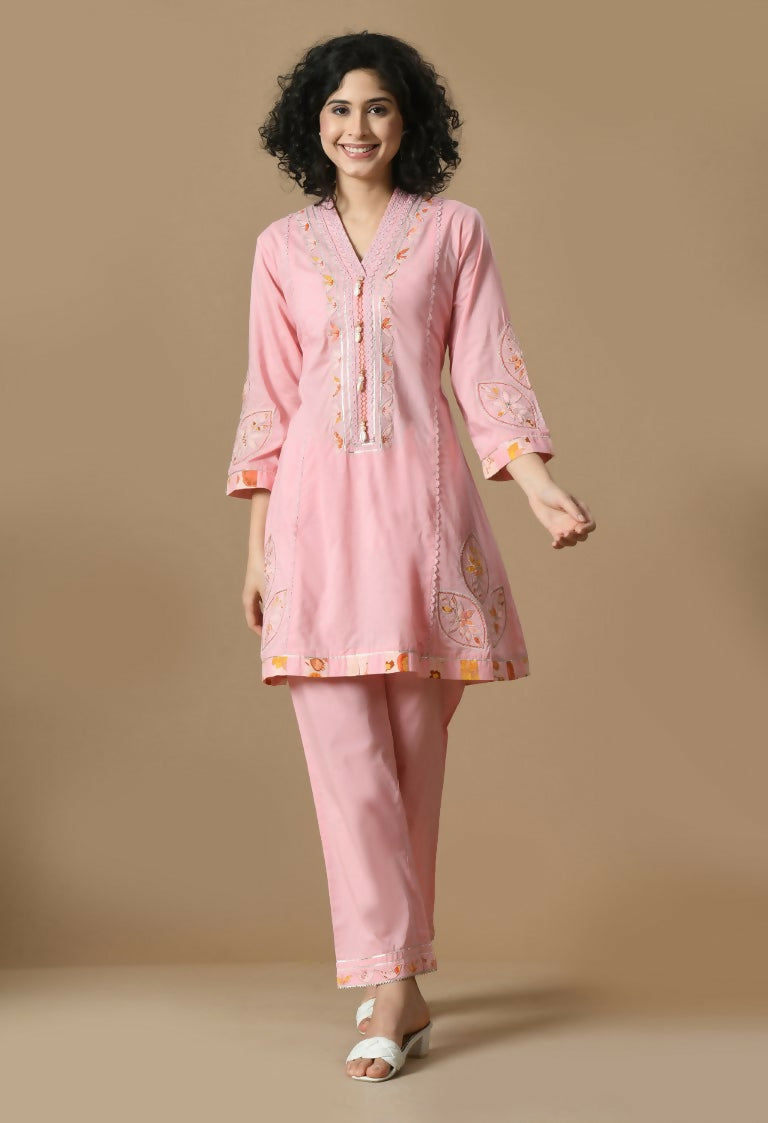 Joban Fashion Pink Cotton Kurta Set