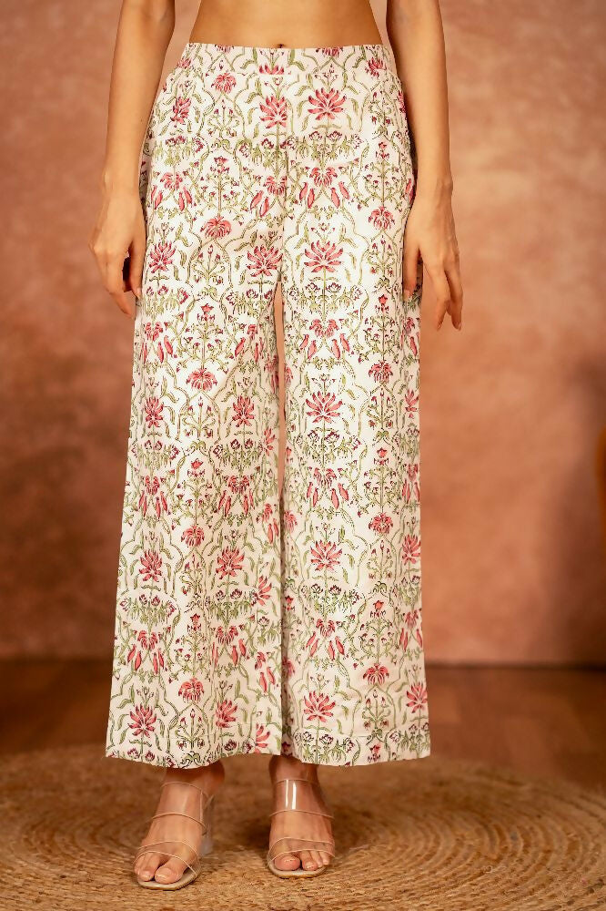 Joban Fashion Green Pink Hand Block Printed Cotton Suit Set - Distacart