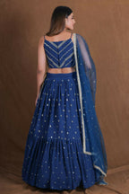 Teal Blue Georgette Sequence Work Lehenga Choli - Jihu Culture