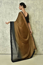 Brown Silk Solid Designer Saree with Blouse - Purvi