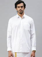 Ramraj Cotton Mens Full Sleeve Formal Poly Cotton White Shirt