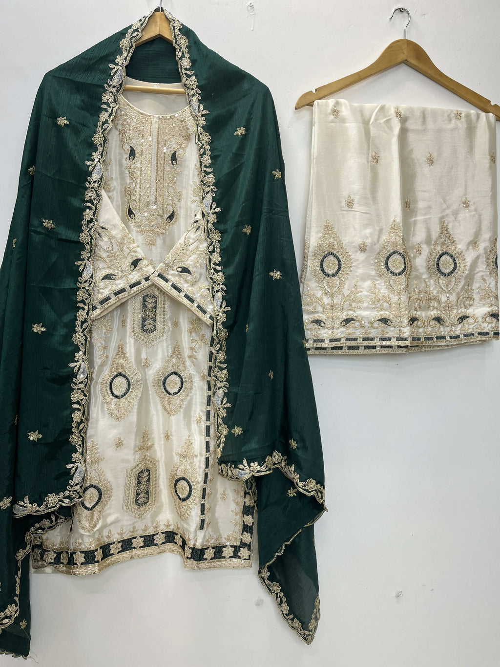 Teeya Creation Green Color Chinon Silk Party Wear Trending Palazzo Set - Distacart