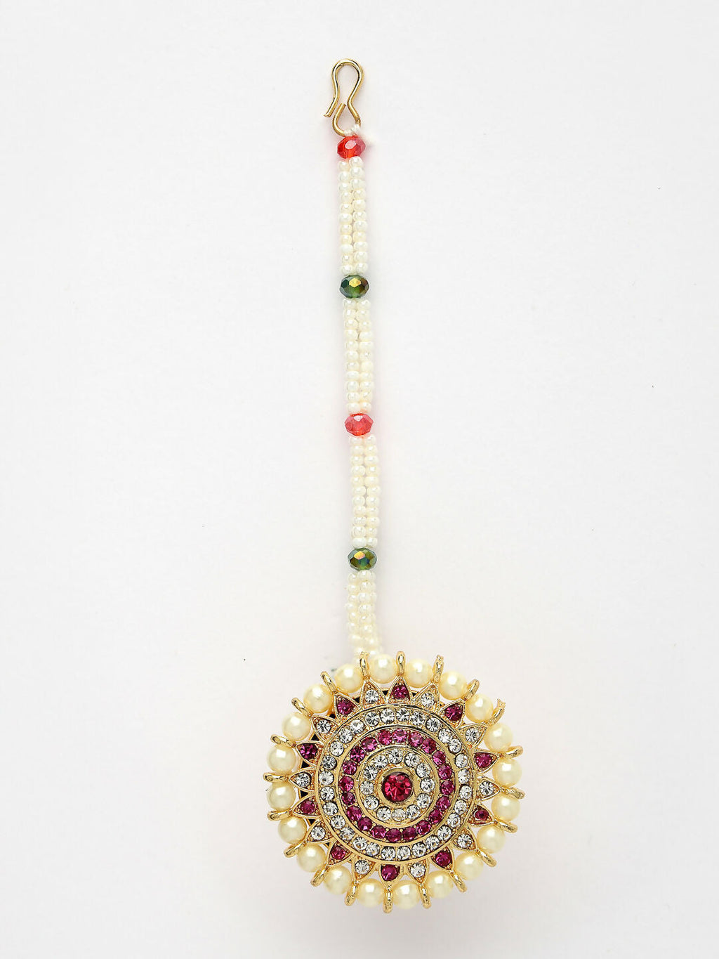NVR Women's Gold-Polished CZ Stone-Studded Borla Maang Tikka - Distacart