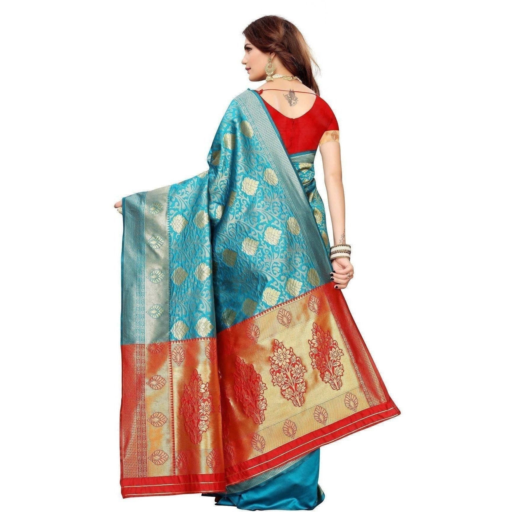 Vamika Banarasi Jaquard Rama Green Weaving Saree (BANARASI 06)