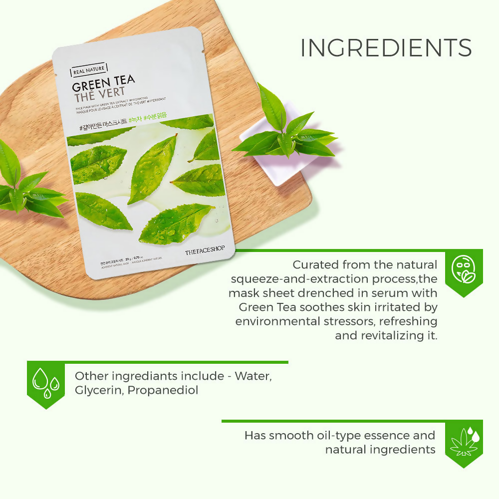 The Face Shop Real Nature Green Tea Face Mask - Distacart