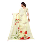 Vamika Printed Jute Silk Cream Saree