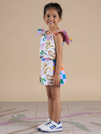 Snakes and Ladders Girls Multi Color Snake Print Top and Shorts Set from Siblings Collection