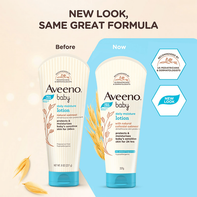 Aveeno Baby Daily Moisture Lotion, Oatmeal Face & Body Moisturizer for Dry, Itchy & Sensitive Skin