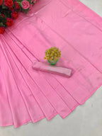 DEIANA'S Beautiful Designer Golden zari Soft Lichi Silk Saree - Baby pink