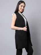 Even Apparels Black Polywool Open Front Women's Long Coat PW668 - Distacart