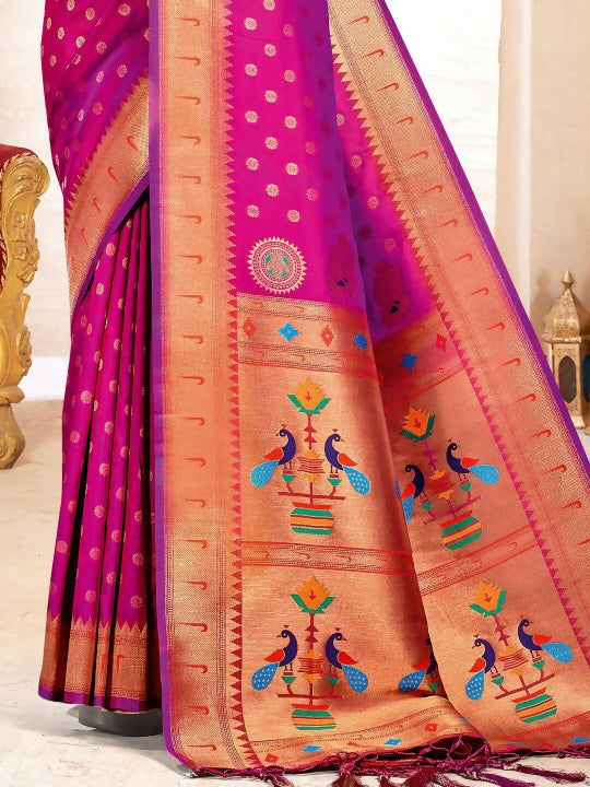 Shree Shyam Fashion Paithani Silk Purple Saree - Distacart