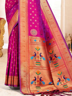 Shree Shyam Fashion Paithani Silk Purple Saree - Distacart