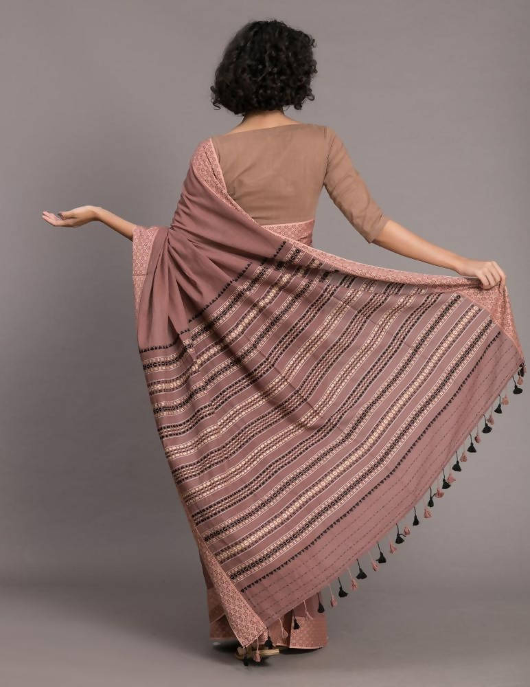 Suta Brown Handloom Pure Cotton Saree - Distacart