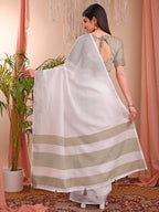 Shree Shyam Fashion The White Loom White Linen Cotton Saree