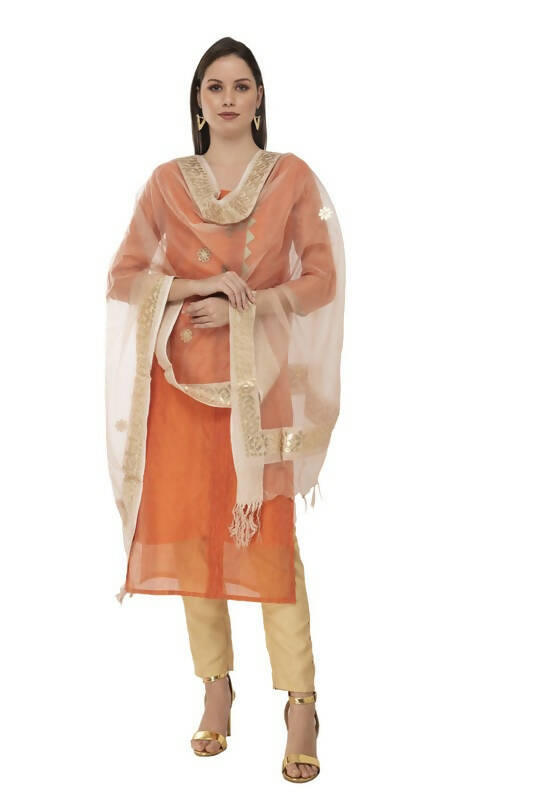 Mominos Fashion Moeza Orgenza Gotta Patti Light Golden Dupatta