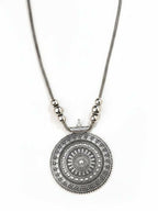NVR Women Round Mandaliya Silver Plated Necklace