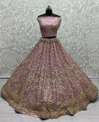 Jyoti Fashion Women's Pyazi Bridal Net Fancy Sequins with Multi Thread Embroidered & Handwork Wedding Lehenga Choli