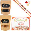 Ghasitaram Kaju Katli ,Blueberry and Almonds Pouch With 2 Pearl Beads Rakhis - Distacart