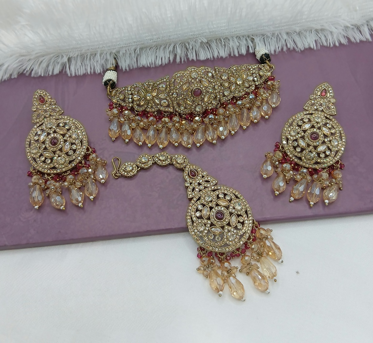 Joban Fashion Ruby Alloy Choker Set