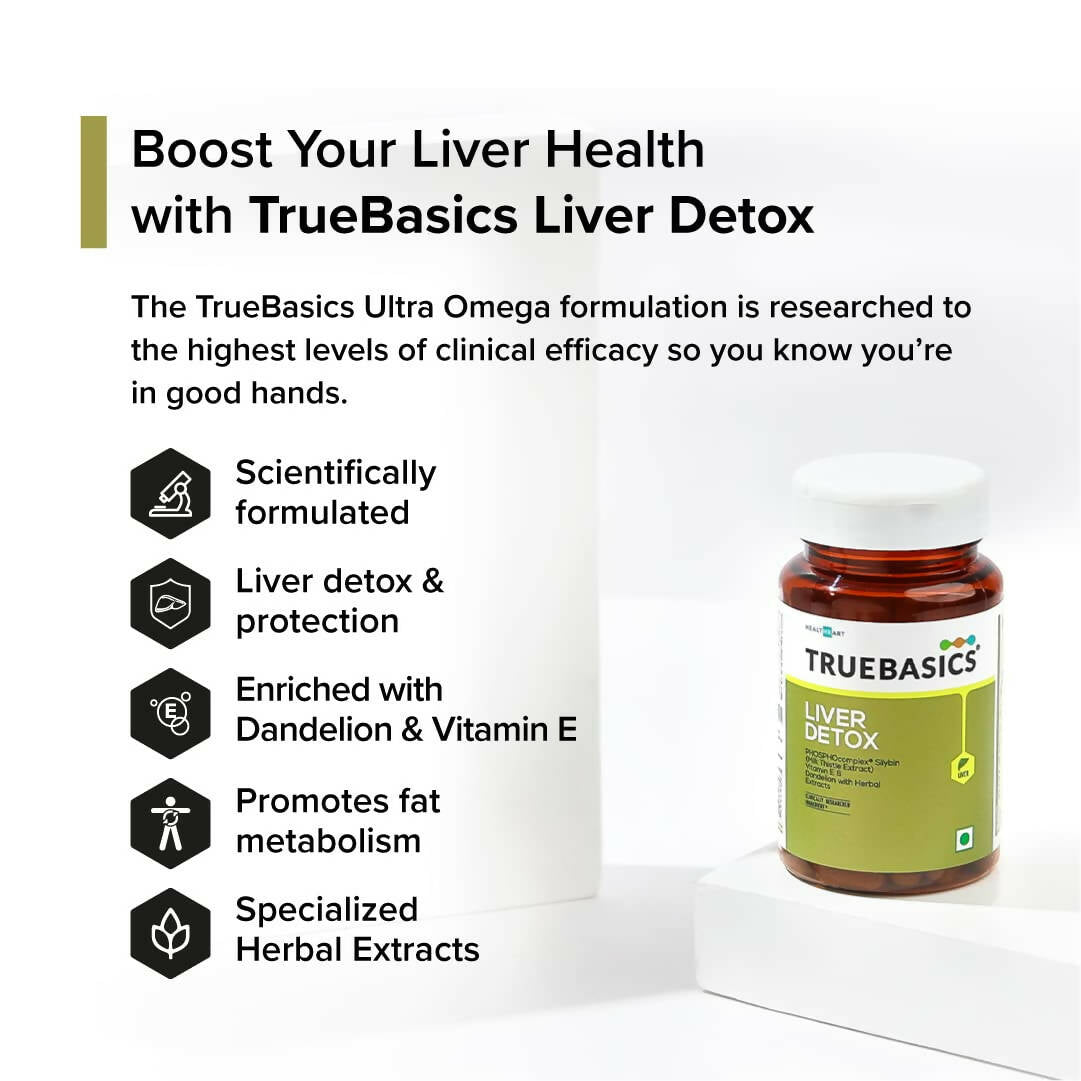 TrueBasics Liver Detox Tablets with Milk Thistle Extract, Dandelion, & Vitamin E - Distacart