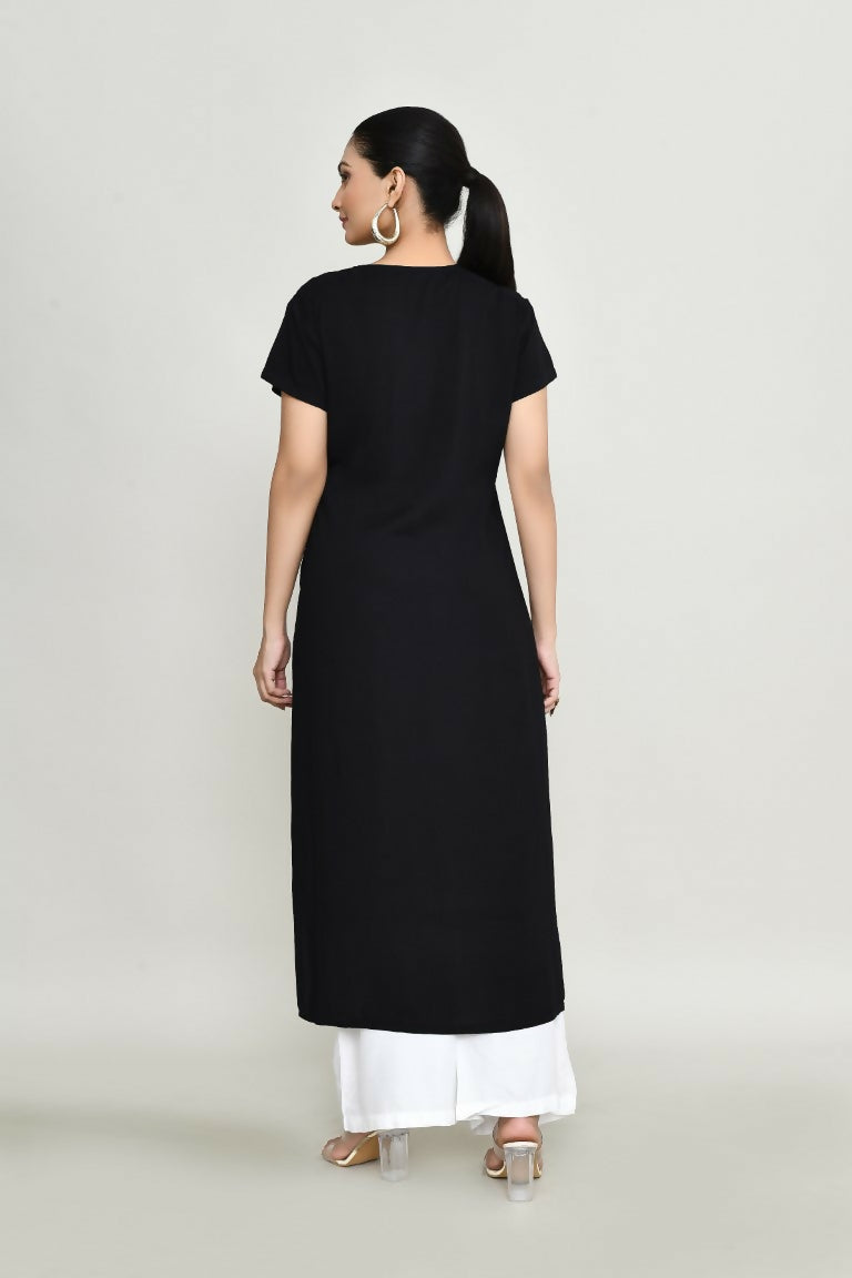 Joban Fashion Black Rayon Kurta Set