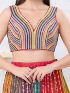 Joban Fashion Multi Mulberry Silk Sleeveless Back Open Blouse