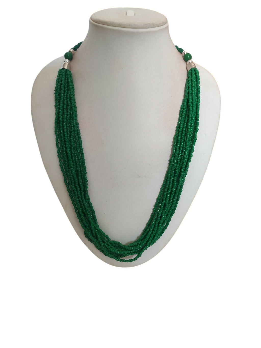 Inhanns Bloom Handmade Beaded Only Necklace - 12 Layers - Dark Green Necklace