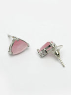 NVR Women's Pink Artificial Stones Studded Handcrafted Jewellery Set