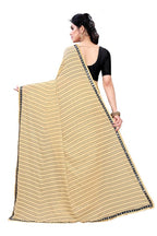 Vamika Cream Malai Silk Printed Saree (Zigzag Chiku)