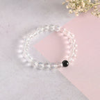 NVR Men & Women Transparent & White & Black Marbel Crystal Elasticated Bracelet - Distacart