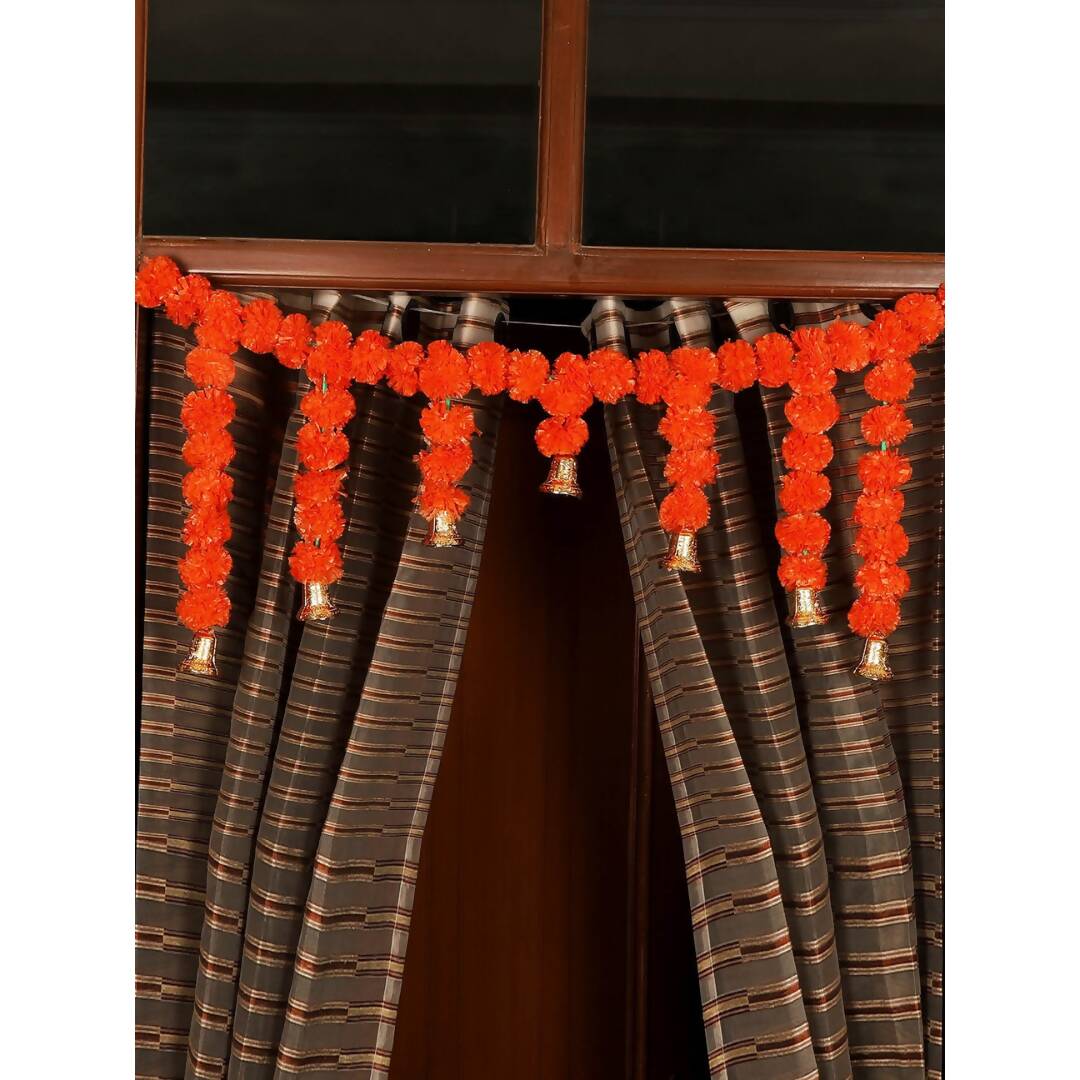 Tied Ribbons Orange Hanging Marigold Flowers Garland