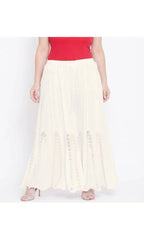 Mominos Fashion Off White Mirror Flower Work Palazzo