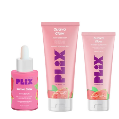 PLIX The Plant Fix Guava Glow Regime With Cleanser With 10% Vitamin C Serum & Invisible Sunscreen