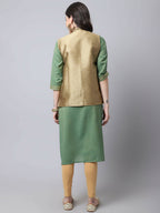 Even Apparels Beige Bansari Silk Open Front Women's Gillet - Distacart