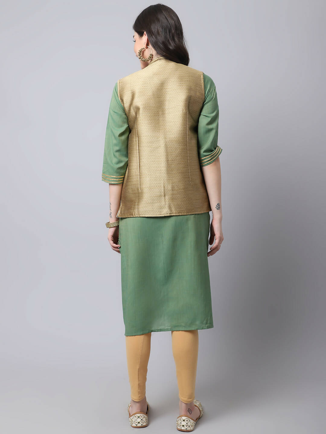 Even Apparels Beige Bansari Silk Open Front Women's Gillet - Distacart