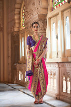 Sasquatch Socks Pink Soft V.P. Silk Magnum Finish, Weaving, Golden Zari Paithani Silk Saree - Rath Kadampalli