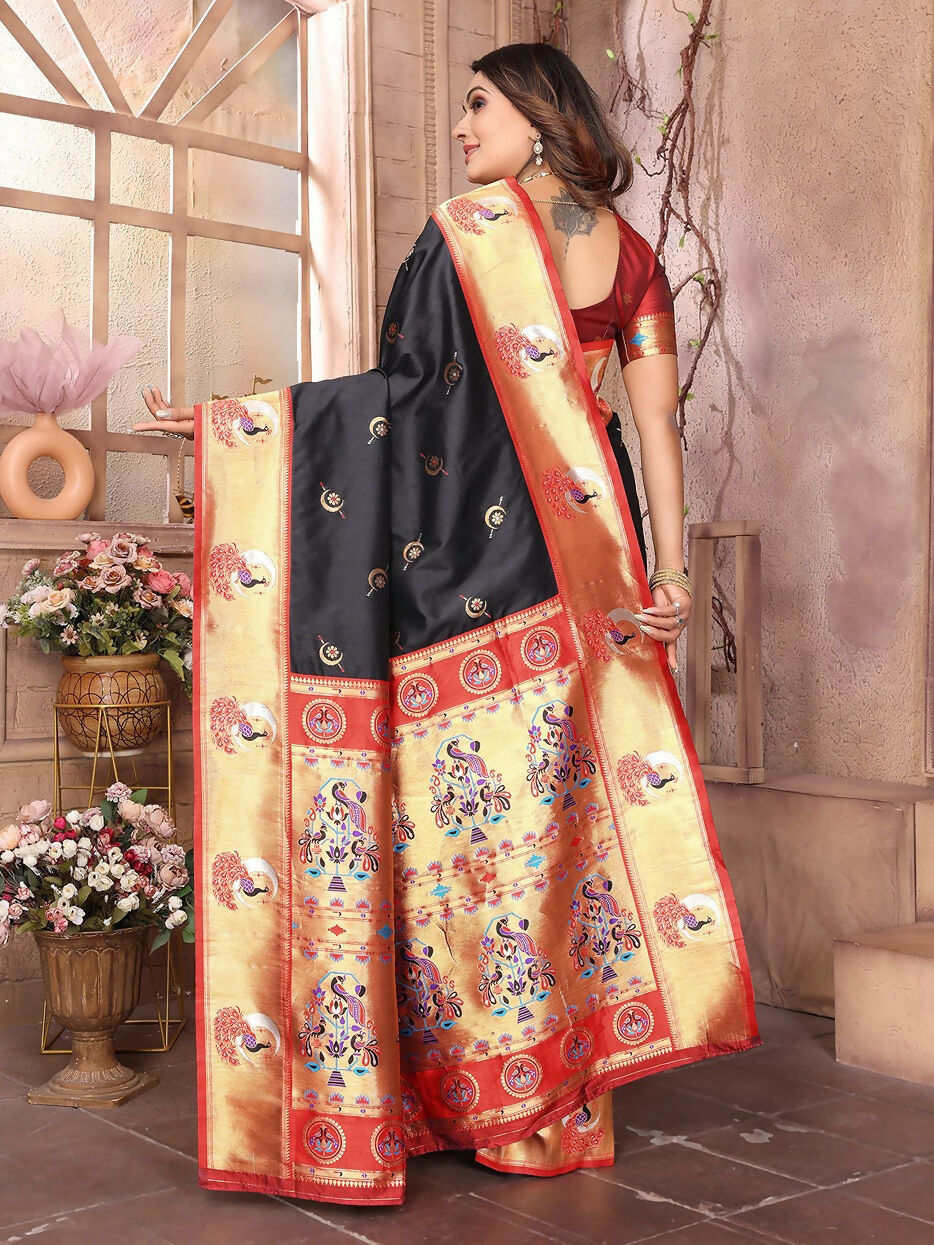 Joban Fashion Paithani Black Woven Soft Silk Saree - Distacart