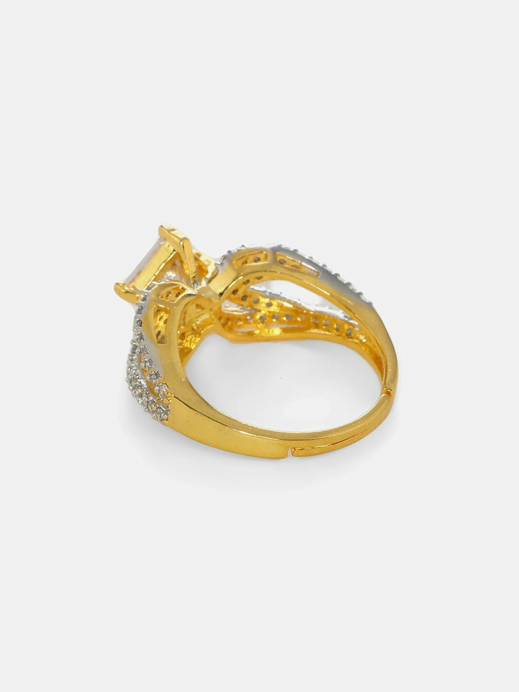 Daimonds and Square Solitaire Ring- Ruby Raang