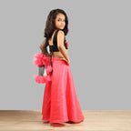 Pink Cow Fashions Black & Pink Ghagra Choli With Frill Dupatta