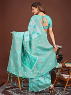 Shree Shyam Fashion Sajni Sea Green Linen Cotton Saree