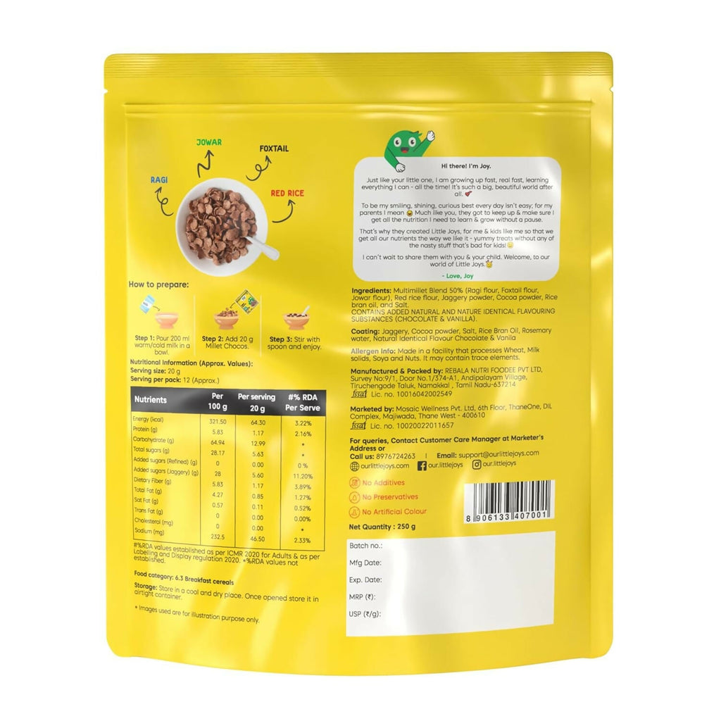 Little Joys Millet Choco Crunch Breakfast Cereal for Kids Made with Ragi, Jowar, Foxtail & Red Rice - Distacart