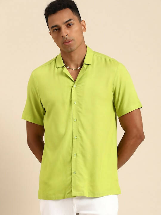 Green Men Rayon Comfort Opaque Casual Shirt - Mahotsav