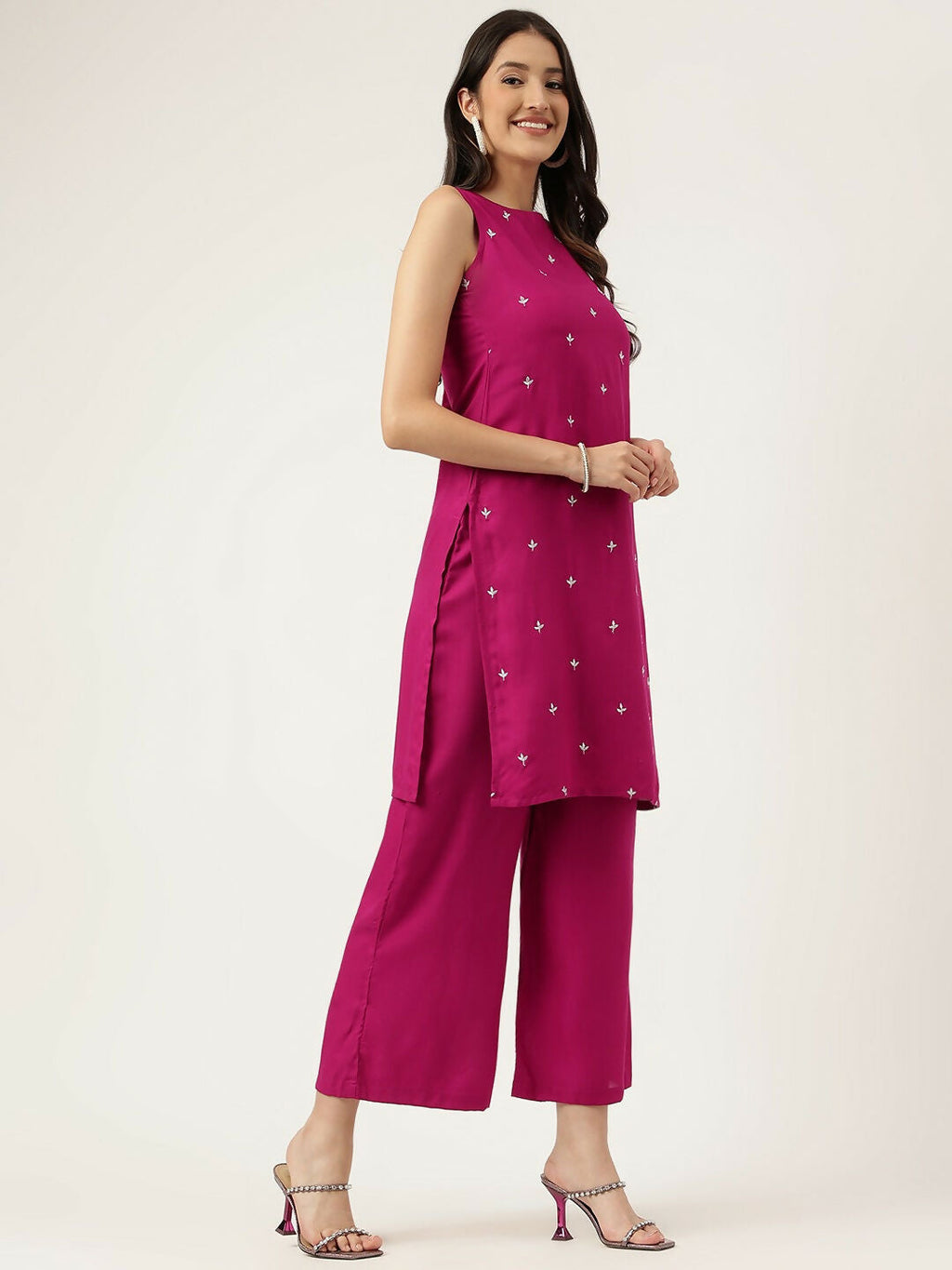 Joban Fashion Pink Rayon and Embroidered Work Straight Kurta Bottom Set