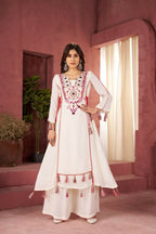 The52 Women's Gorgeous Rayon Fabric Thread Work Straight Kurta Palazzo Set - Distacart