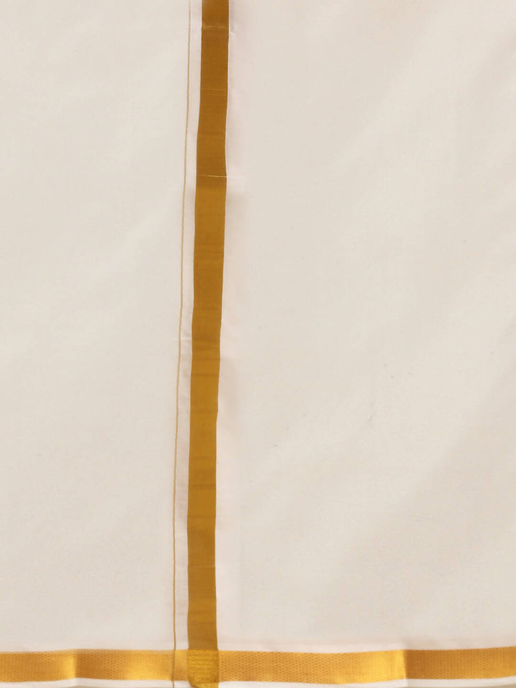 Ramraj Cotton Mens Pure Cotton 1 Inch Gold Jari Dhoti - White