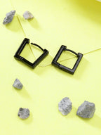 NVR Men's Set of 3 Multicolor Rhodium-Plated Geometric Shape Stainless Steel Hoop Earrings - Distacart
