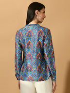 Myshka Women's Multi Satin Printed Smart Shirt