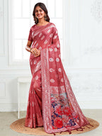 Shree Shyam Fashion Linen Cotton Rust Saree - Distacart