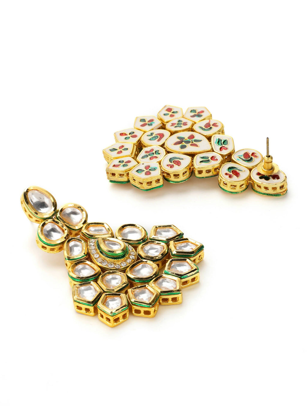 Gold Plated Maharani Kundan Neckpiece With Earrings And Maang Tikka - Ruby Raang - Distacart
